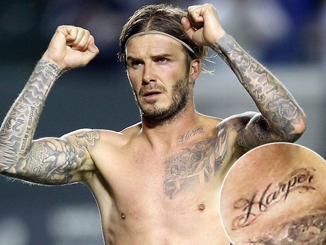 David Beckham just got a new tat of his daughter's name